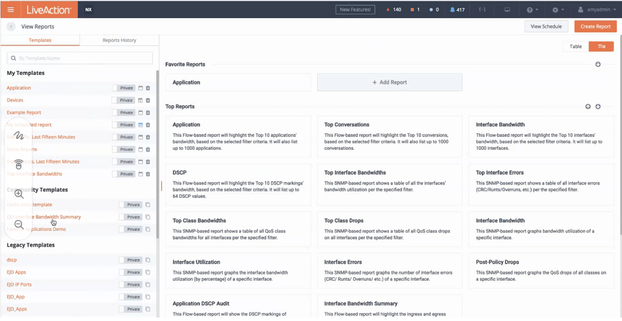 Report Templates, Favorite and Top Reports